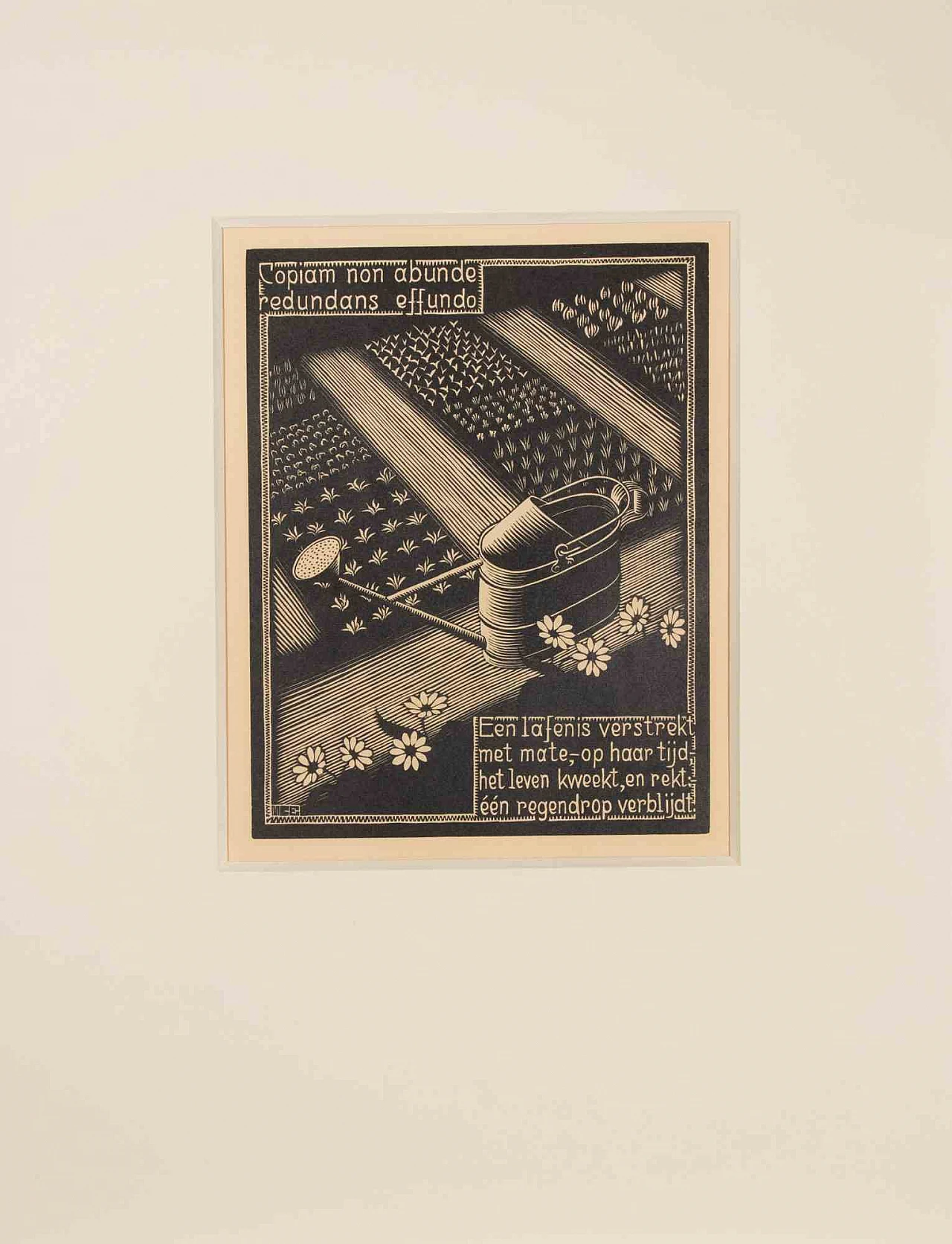 Maurits Cornelis Escher, Watering Can, Woodcut 1920s-1930s 2