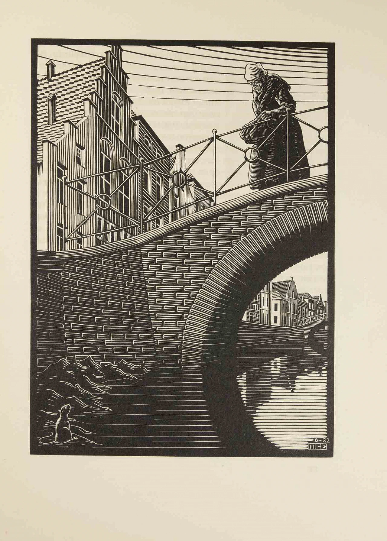 Maurits Cornelis Escher, The Bridge, Woodcut 1920s-1930s 1