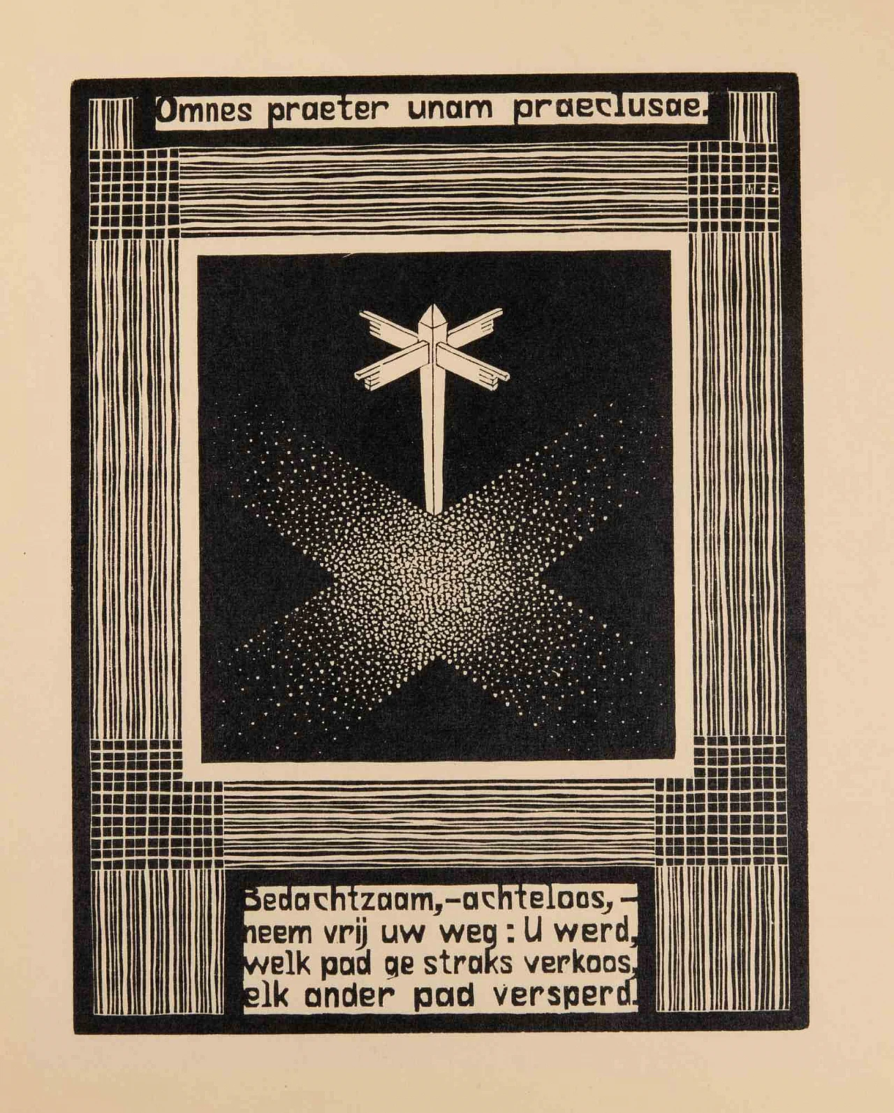 Maurits Cornelis Escher, Signpost, Woodcut 1920s-1930s 1