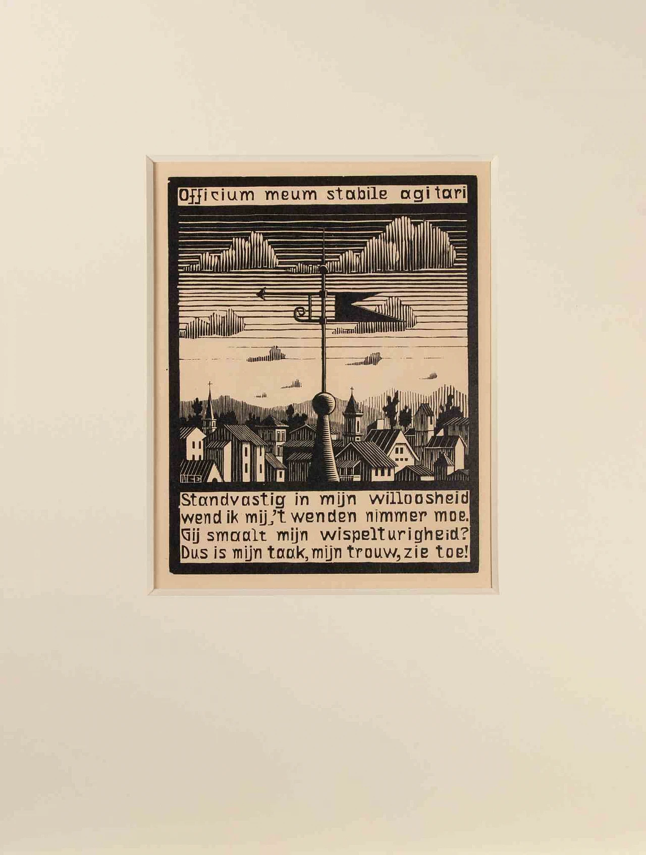 Maurits Cornelis Escher, Weather Vane, Woodcut 1920s-1930s 2