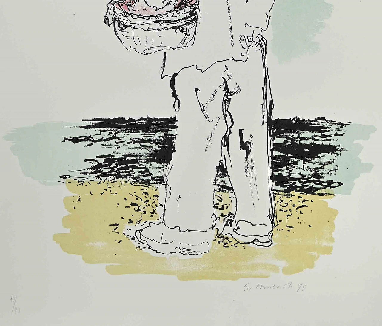 Giovanni Omiccioli, Il pescatore, litografia 1960-1979 2