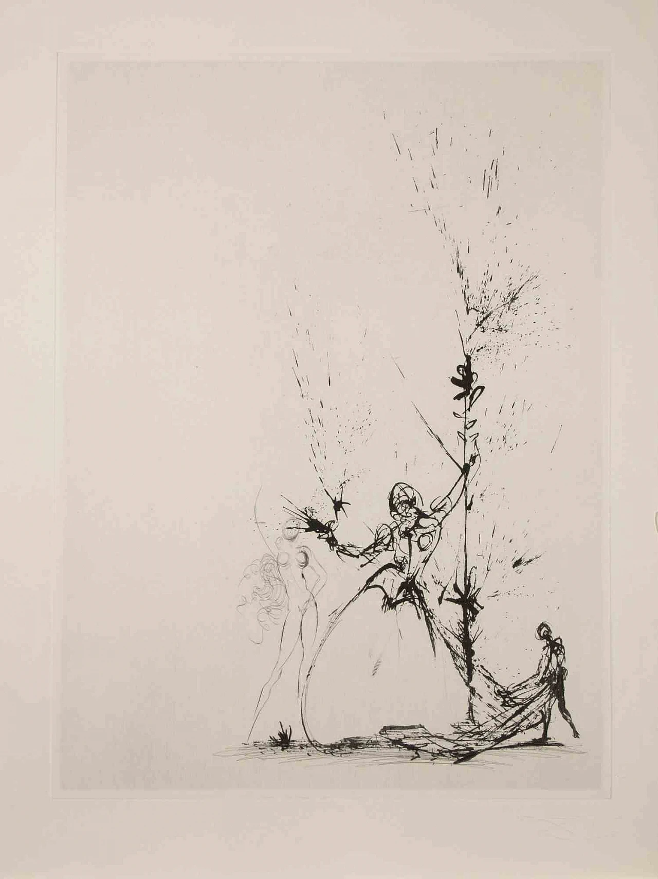Salvador Dalì, Fanciulla con paggio, acquaforte puntasecca 1960-1979 1