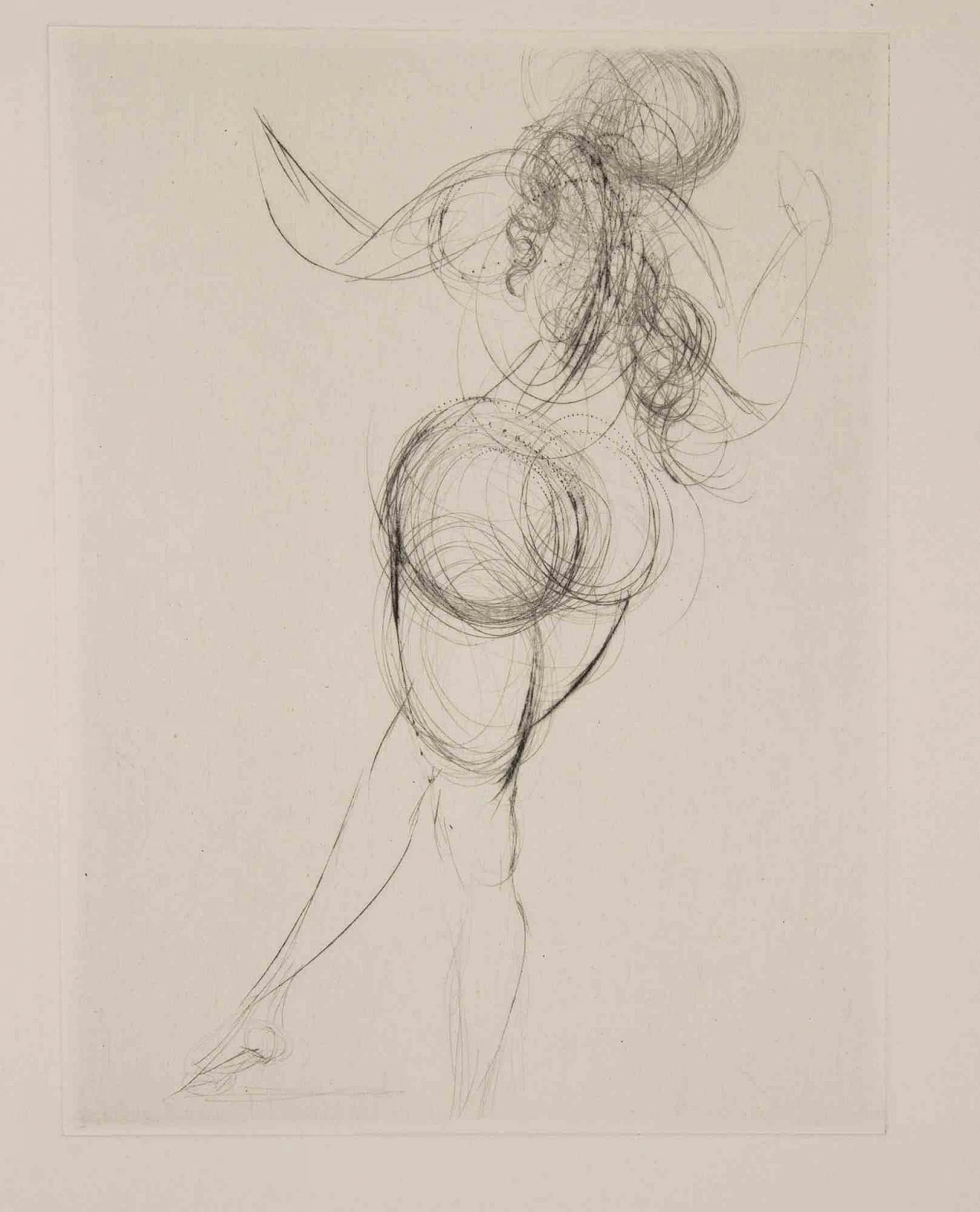 Salvador Dalì, Nude from the Back- from Les Amours de Cassandre, Etching Drypoint 1960s-1970s 1