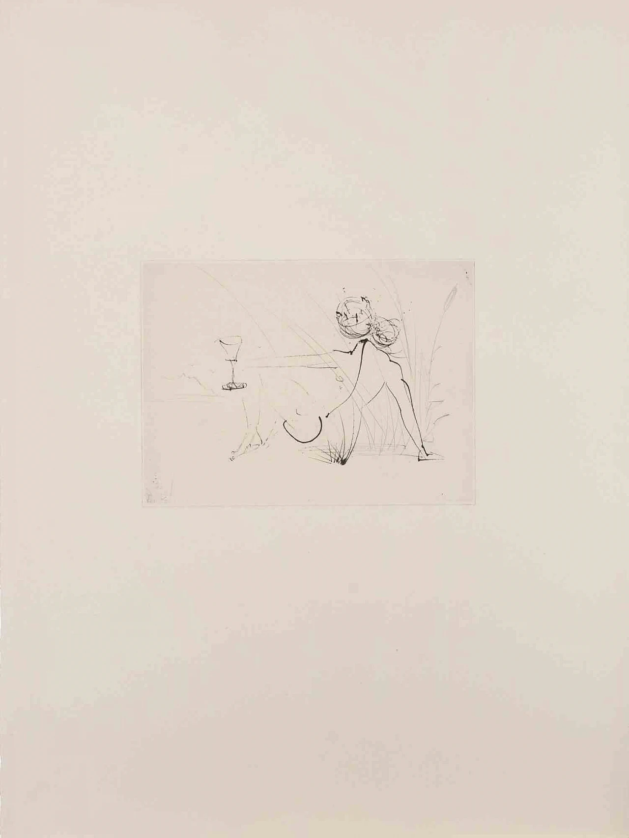 Salvador Dalì, Reclined Nude with Glass - from "Les Amours de Cassandre", Etching Drypoint 1960s-1970s 2