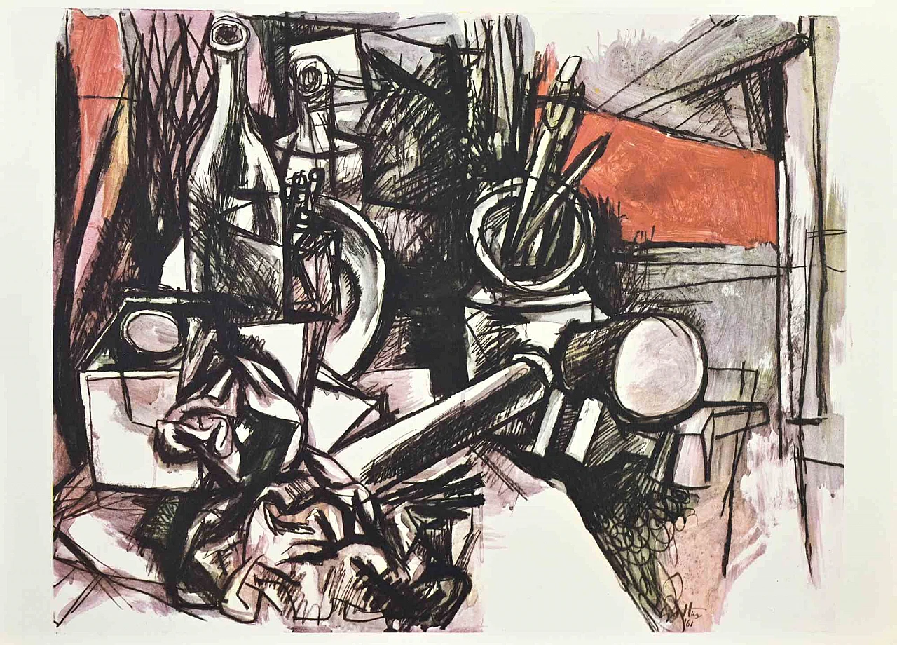 Renato Guttuso, Objects in the Study, Photolithograph 1960s-1970s 1