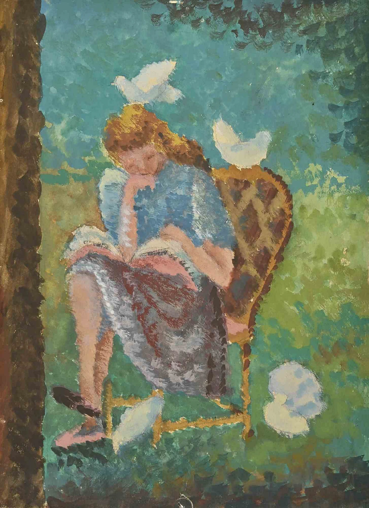 Paul Collomb, La ragazza che legge, disegno Anni 2000 1