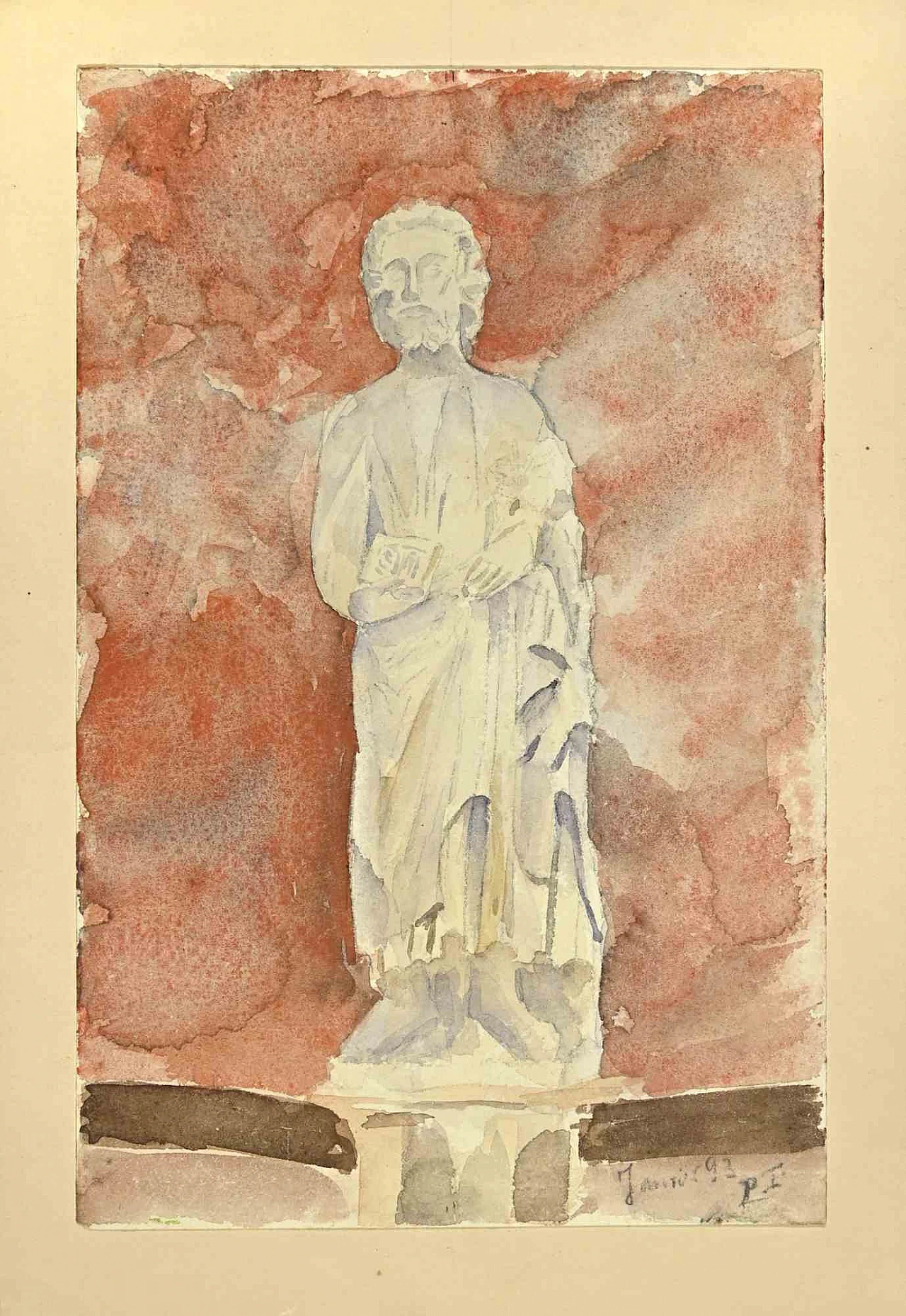 Paul Ingelrans, La statua, disegno ad acquerello Anni 2000 1