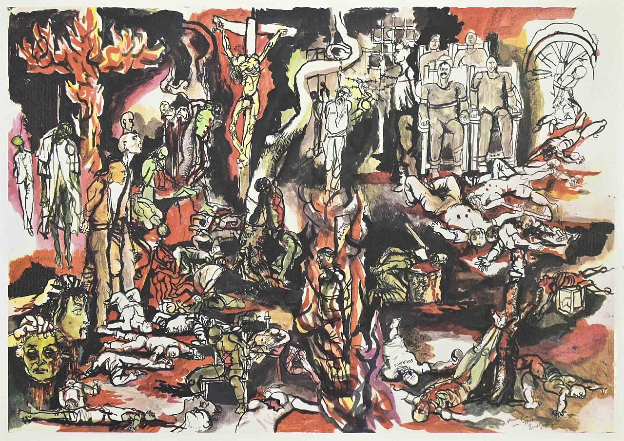 Renato Guttuso, I centomila martiri, Fotolitografia 1960-1979 1