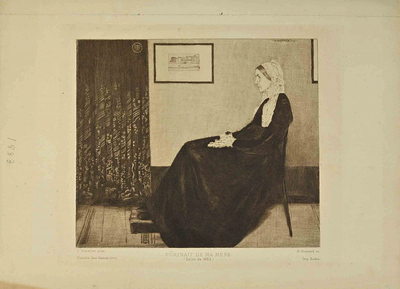 Henri Charles Guérard, Portrait De Ma Mere, Etching 19th century 1