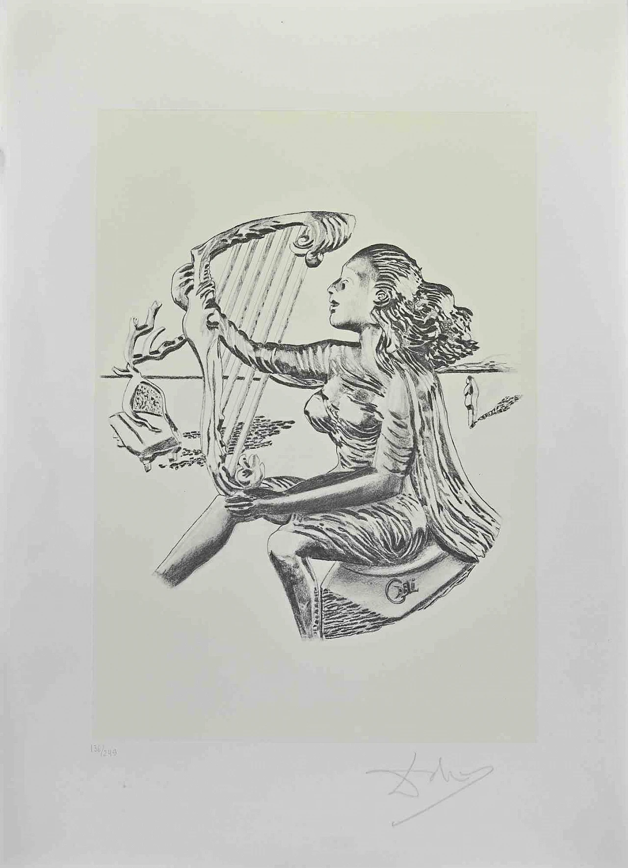 Salvador Dalì, The Music, Lithograph 1980s-1990s 1