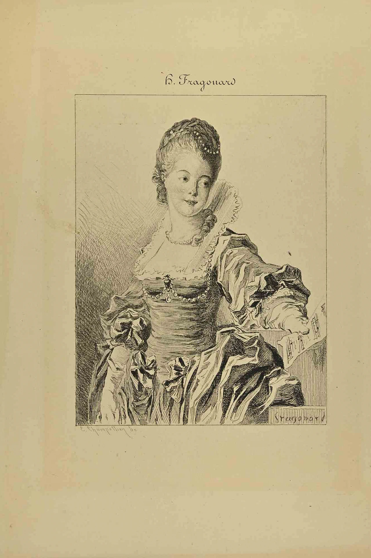 Eugène Chambellier, Fragonard, Etching 18th century 1
