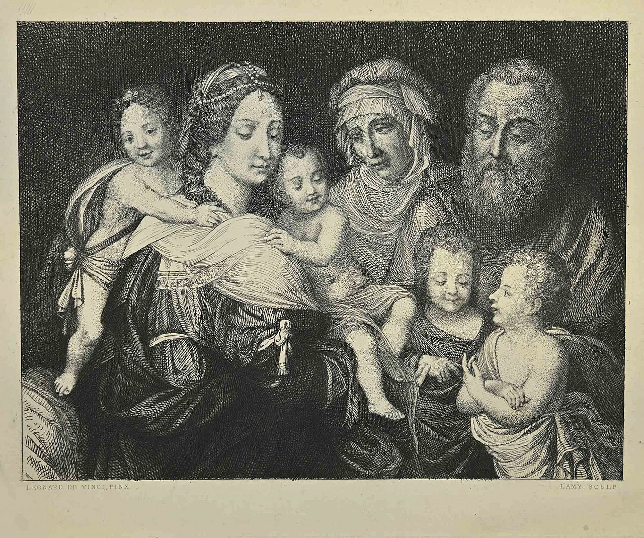 Pierre-Auguste Lamy, The Holy Family after Leonardo da Vinci, Etching 19th century 1