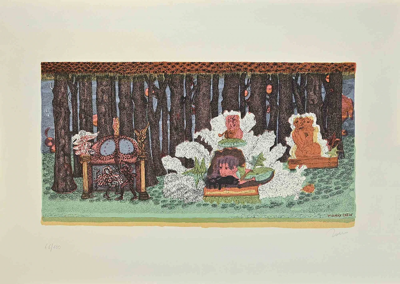 Tono Zancanaro, The Good Girl of Cecina, Lithograph 1960s-1970s 1