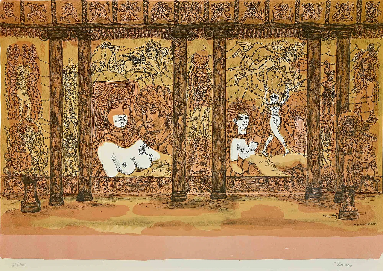 Tono Zancanaro, The Good Girl of Cecina, Lithograph 1960s-1970s 1