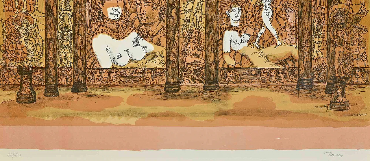 Tono Zancanaro, The Good Girl of Cecina, Lithograph 1960s-1970s 2