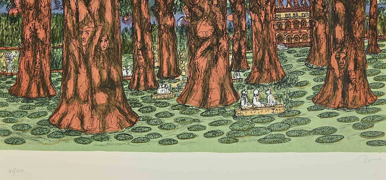 Tono Zancanaro, Mysterious Forest, Lithograph 1960s-1970s 2