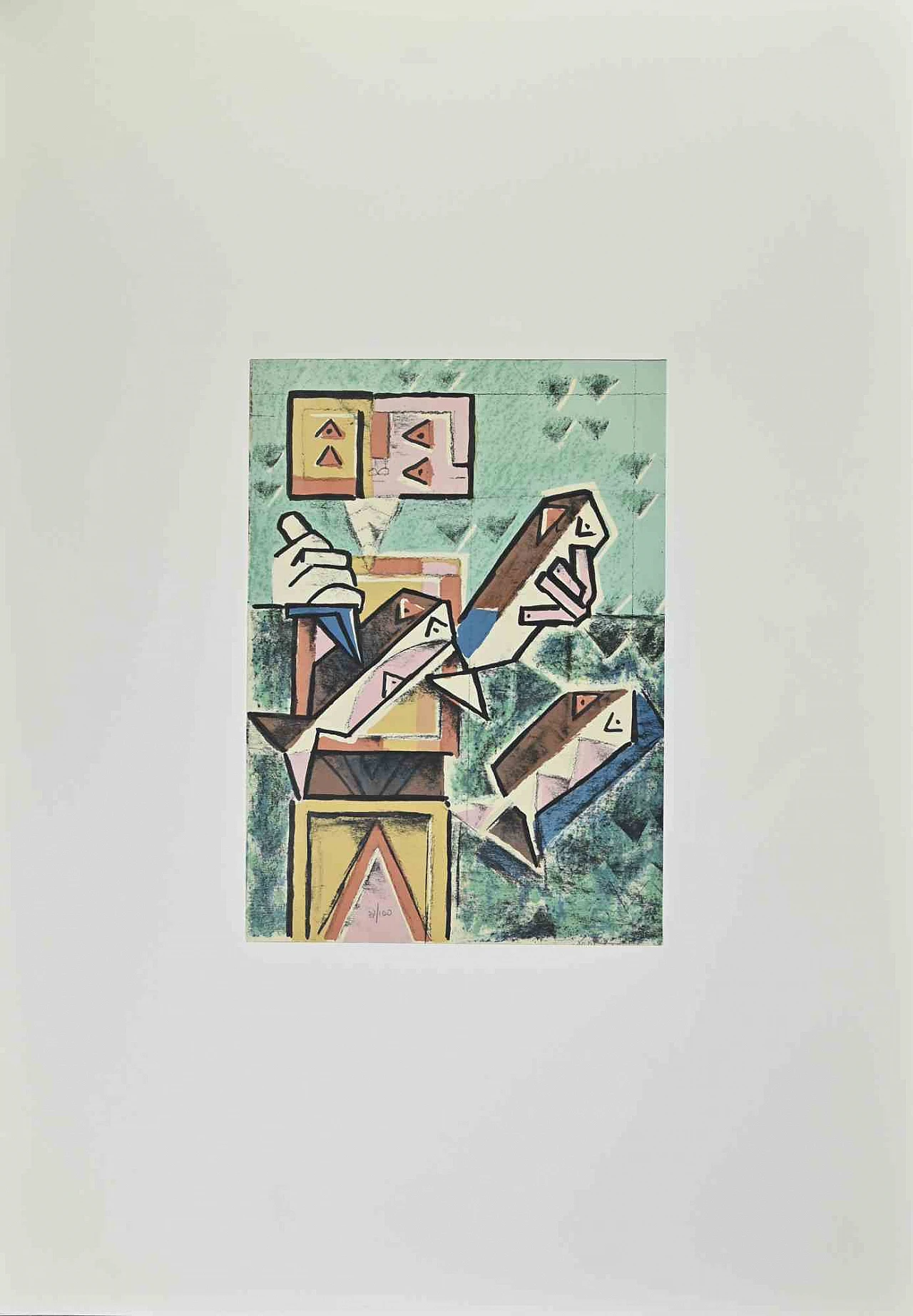 Ibrahim Kodra, Sculptor, Lithograph 1960s-1970s 1