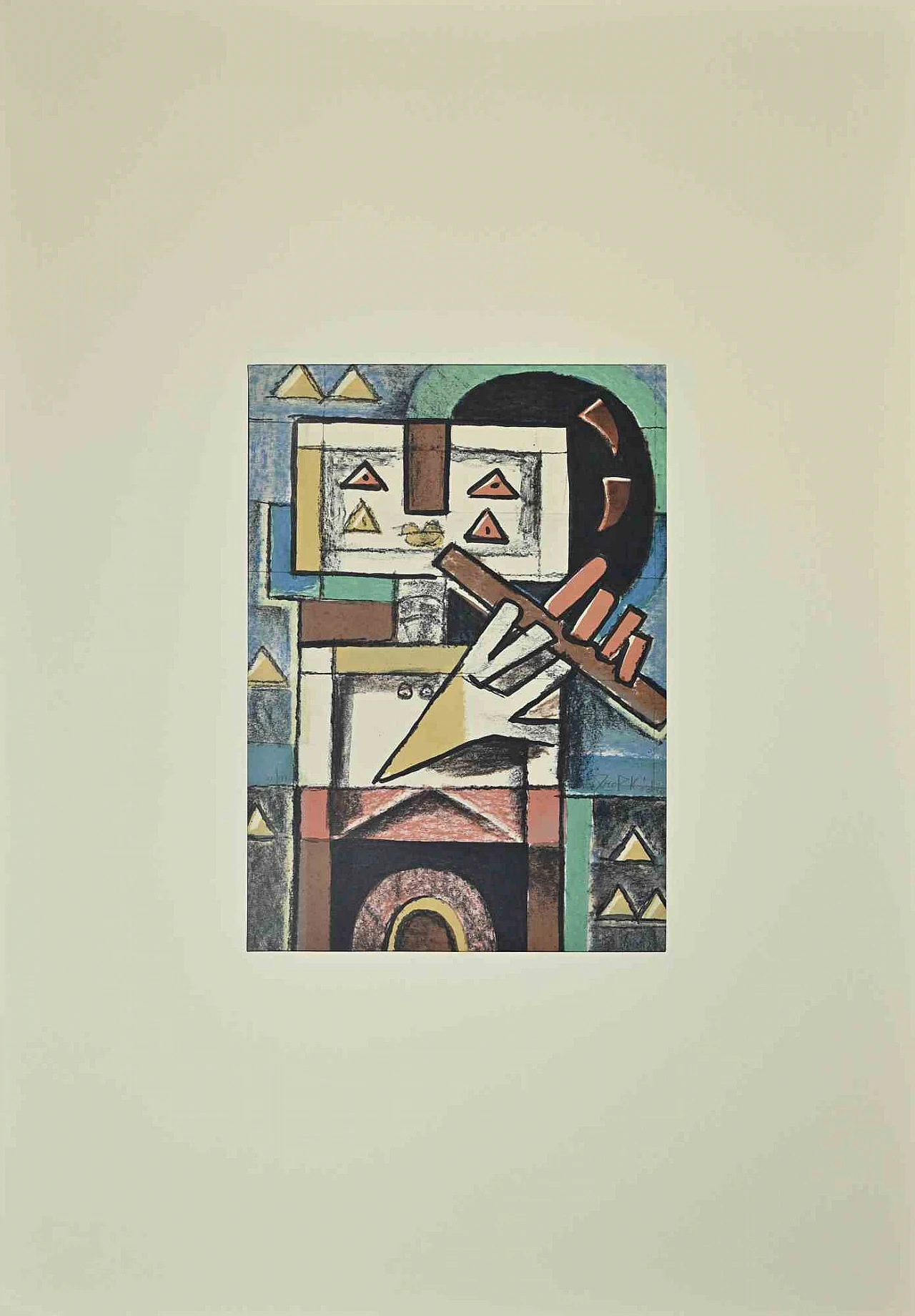 Ibrahim Kodra, Lovers, Lithograph 1960s-1970s 1