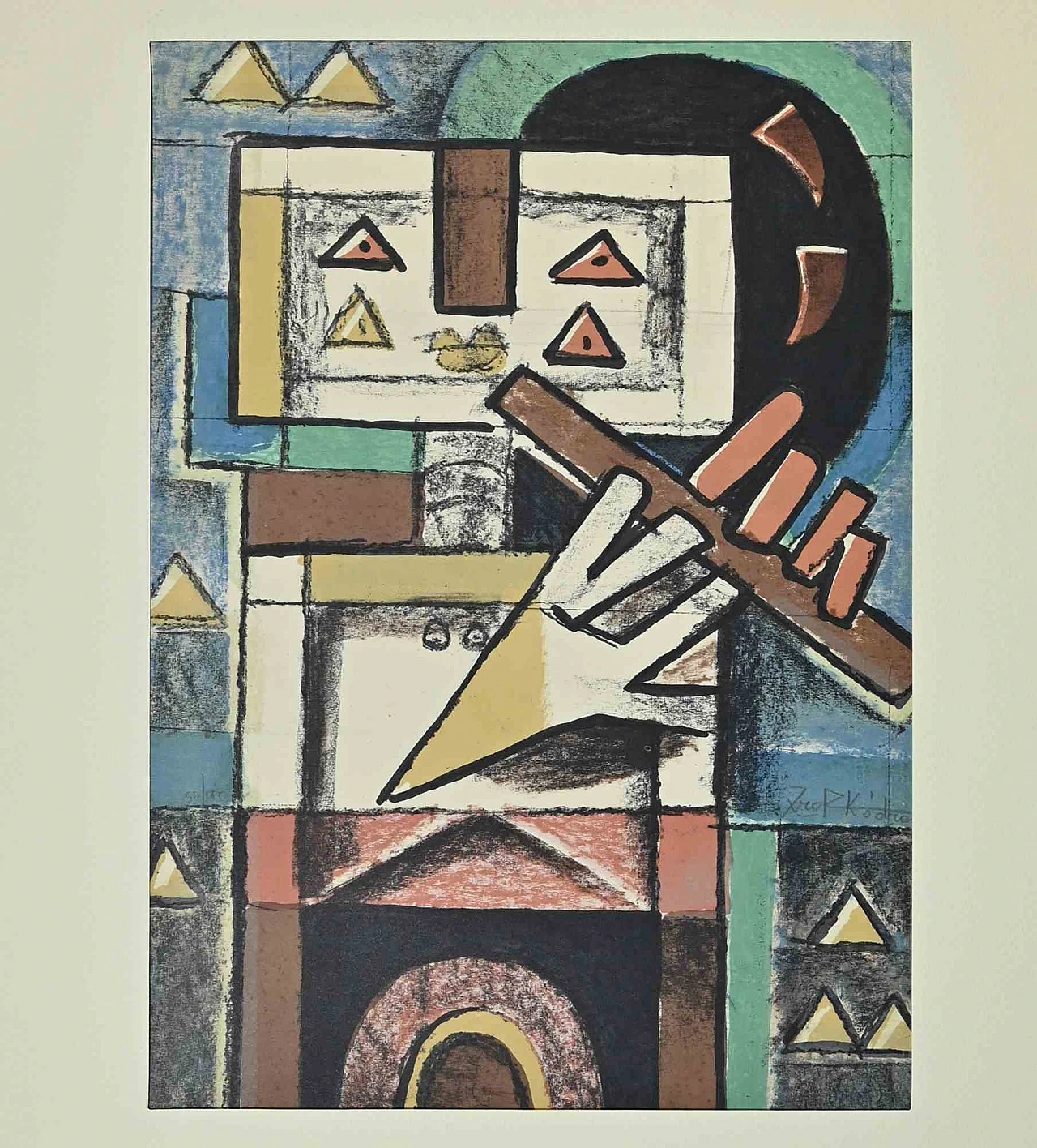 Ibrahim Kodra, Lovers, Lithograph 1960s-1970s 2