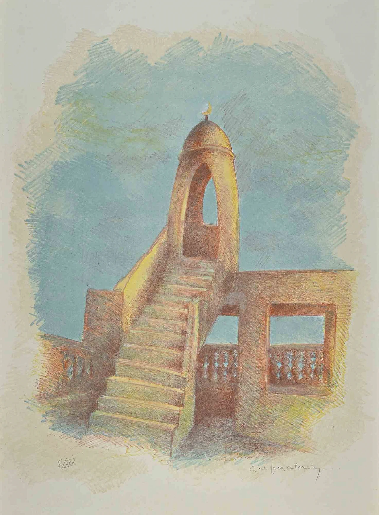 Gustavo Francalancia, Minaret, Lithograph 2000s 1
