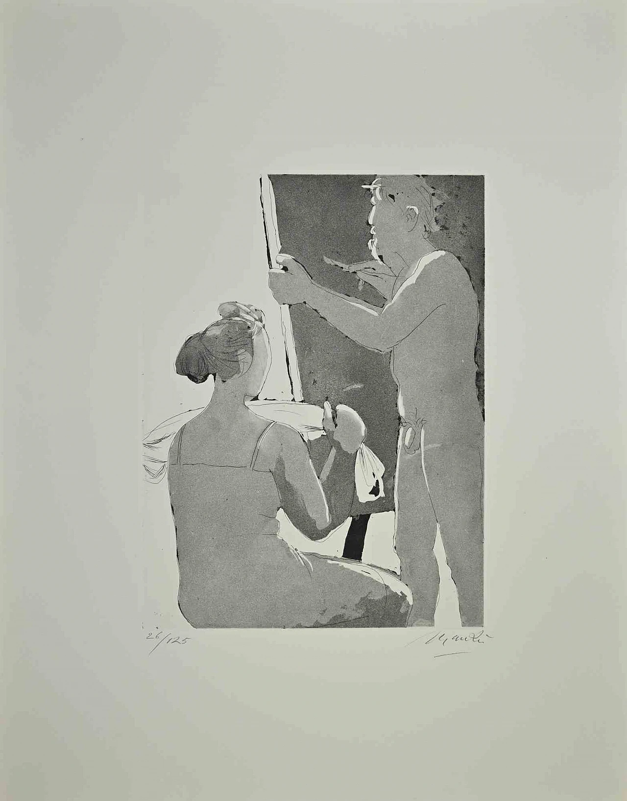 Giacomo Manzù, Nude, Etching 1960s-1970s 1