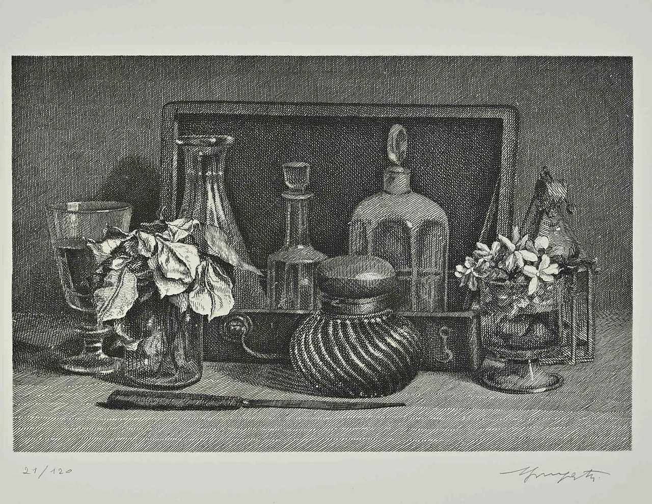 Vairo Mongatti, Composition of  Still Life, Etching 2000s 2