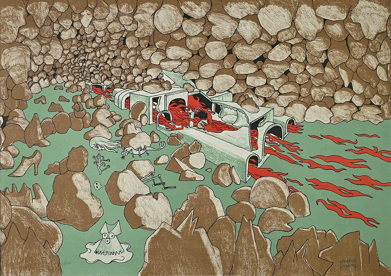 Henry Maurice, Composizione astratta, litografia 1960-1979 1