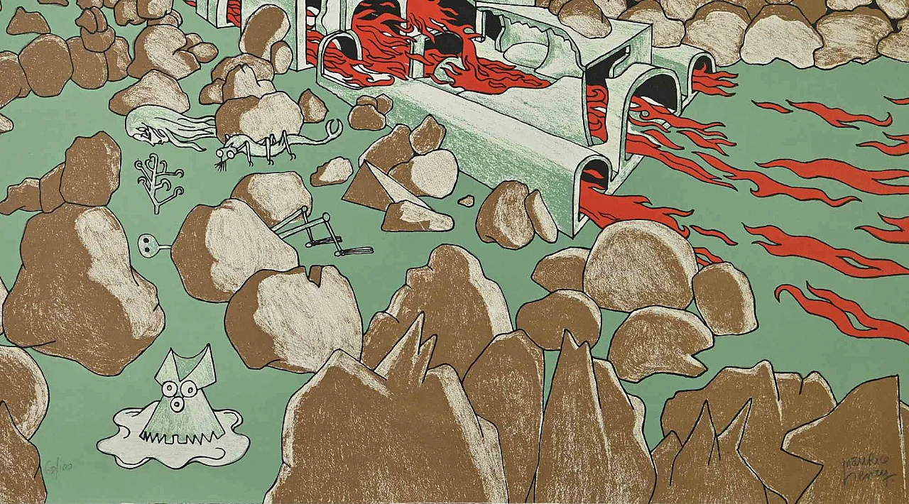 Henry Maurice, Composizione astratta, litografia 1960-1979 2