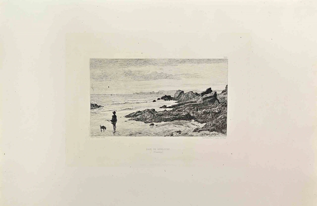 Auguste Feyen Perrin, Baie de Kerloche, Etching 19th century 1