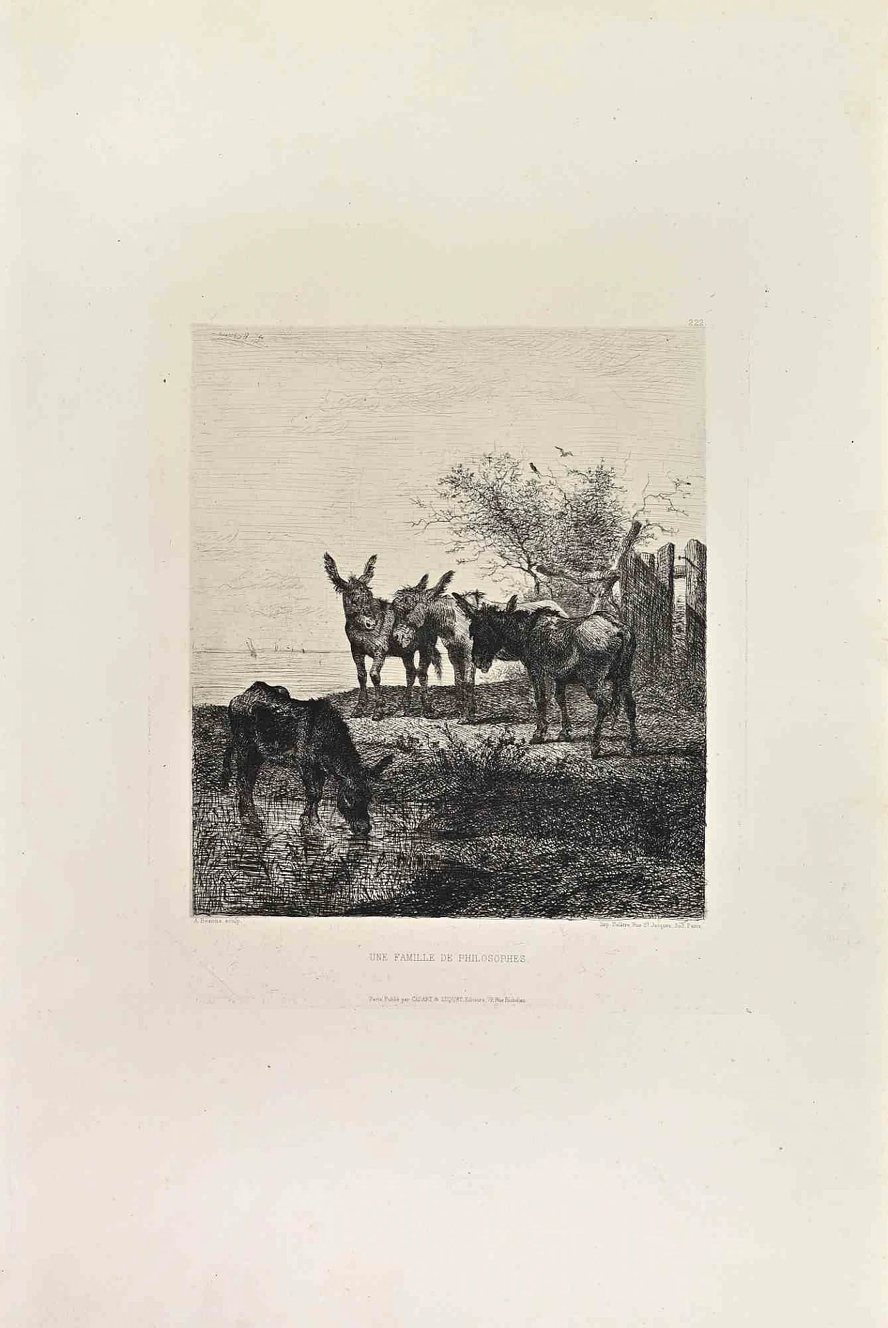 Michel-Amédée Besnus, Une Famille de Philosophes, Etching 19th century 1