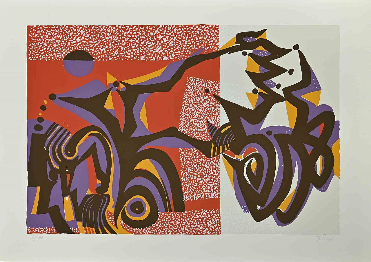Wladimiro Tulli, Carnivalesque Composition, Screenprint 1960s-1970s 1