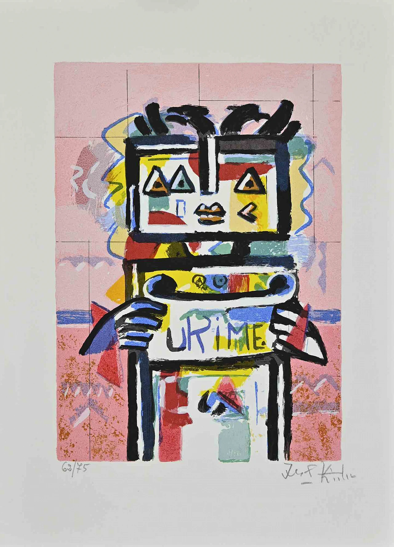 Ibrahim Kodra, Rime, Lithograph 1980s-1990s 1