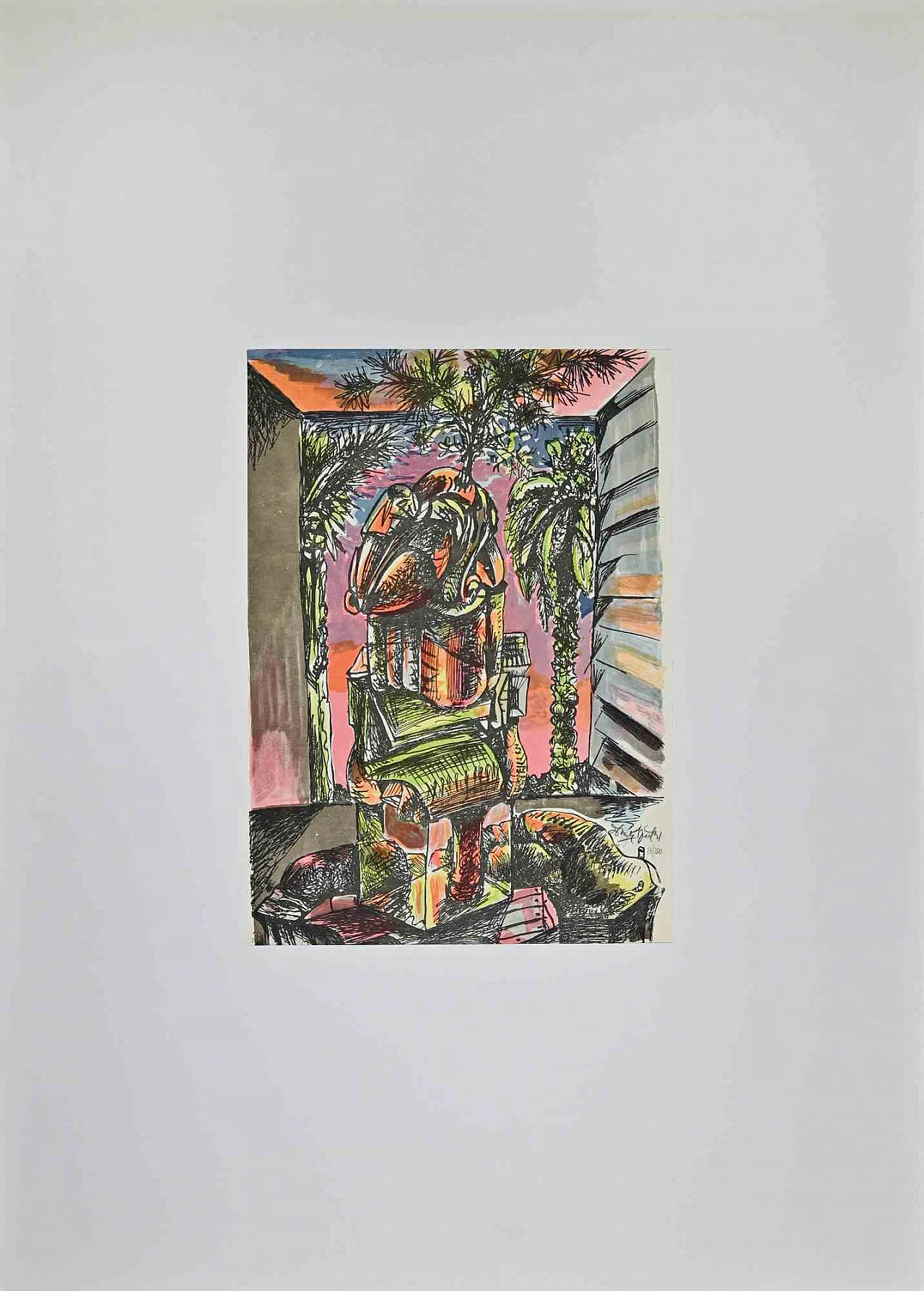 Ercole Pignatelli, The Vase, Lithograph 1960s-1970s 1