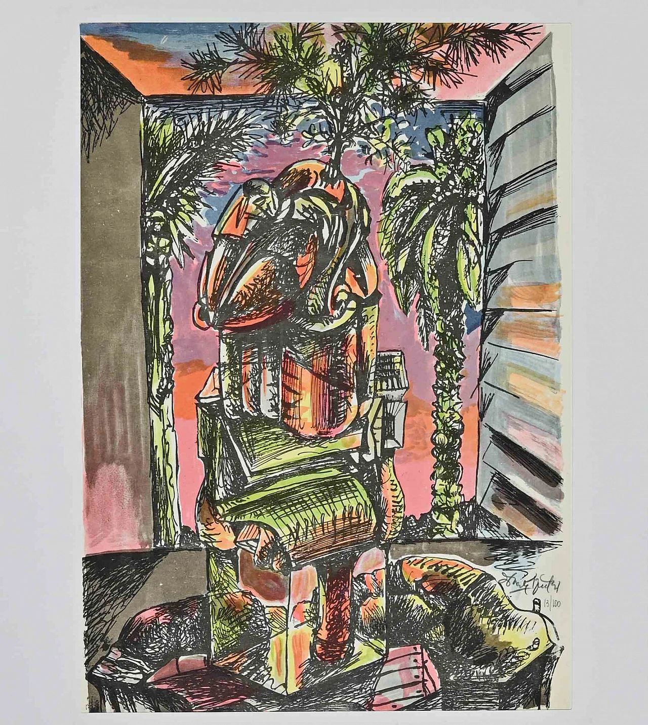 Ercole Pignatelli, The Vase, Lithograph 1960s-1970s 2