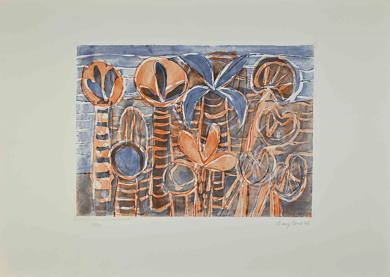 Eduard Bargheer, Palm Trees, Etching 1960s-1970s 1