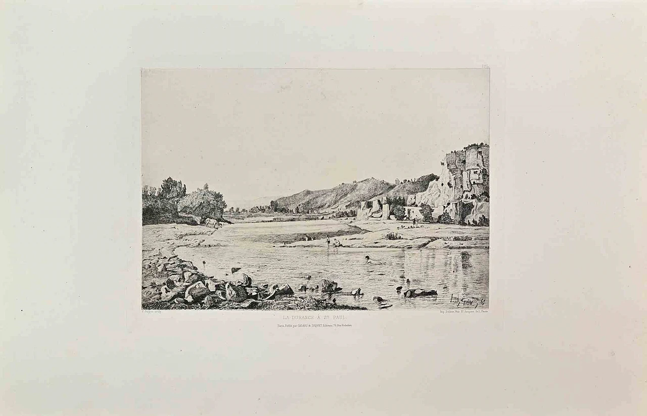 Paul Guigou, La Durance a A St. Paul, Etching 19th century 1