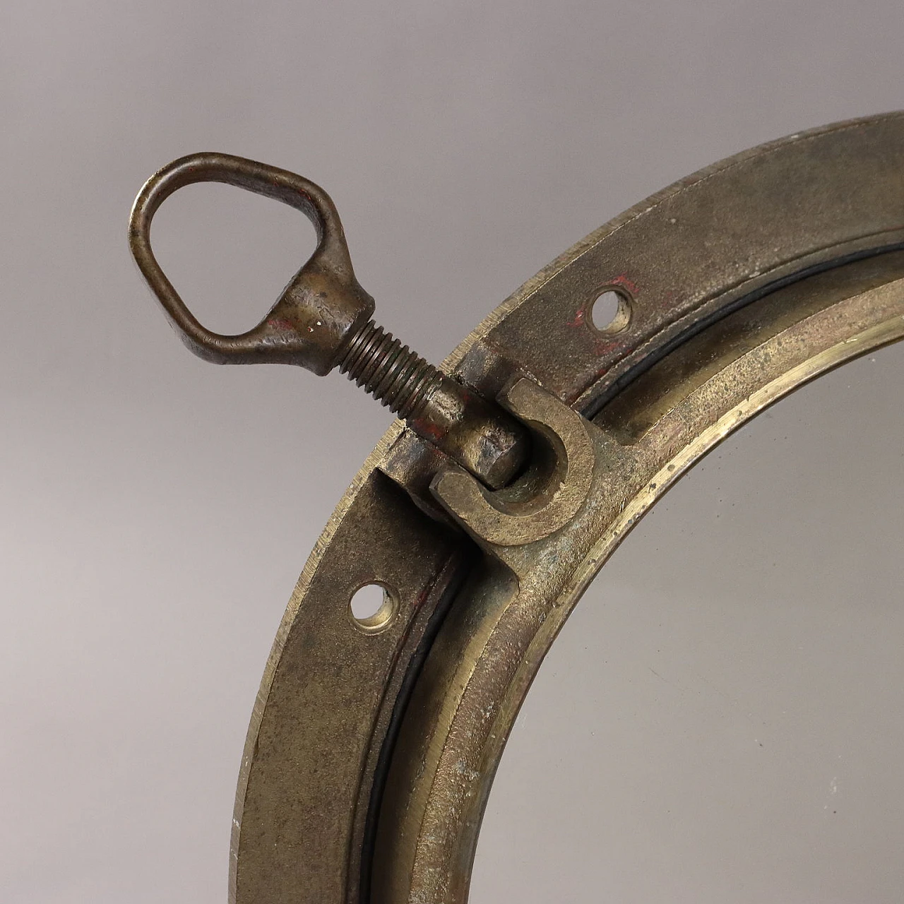 Oblò da nave in ottone e ferro, fine '900 3