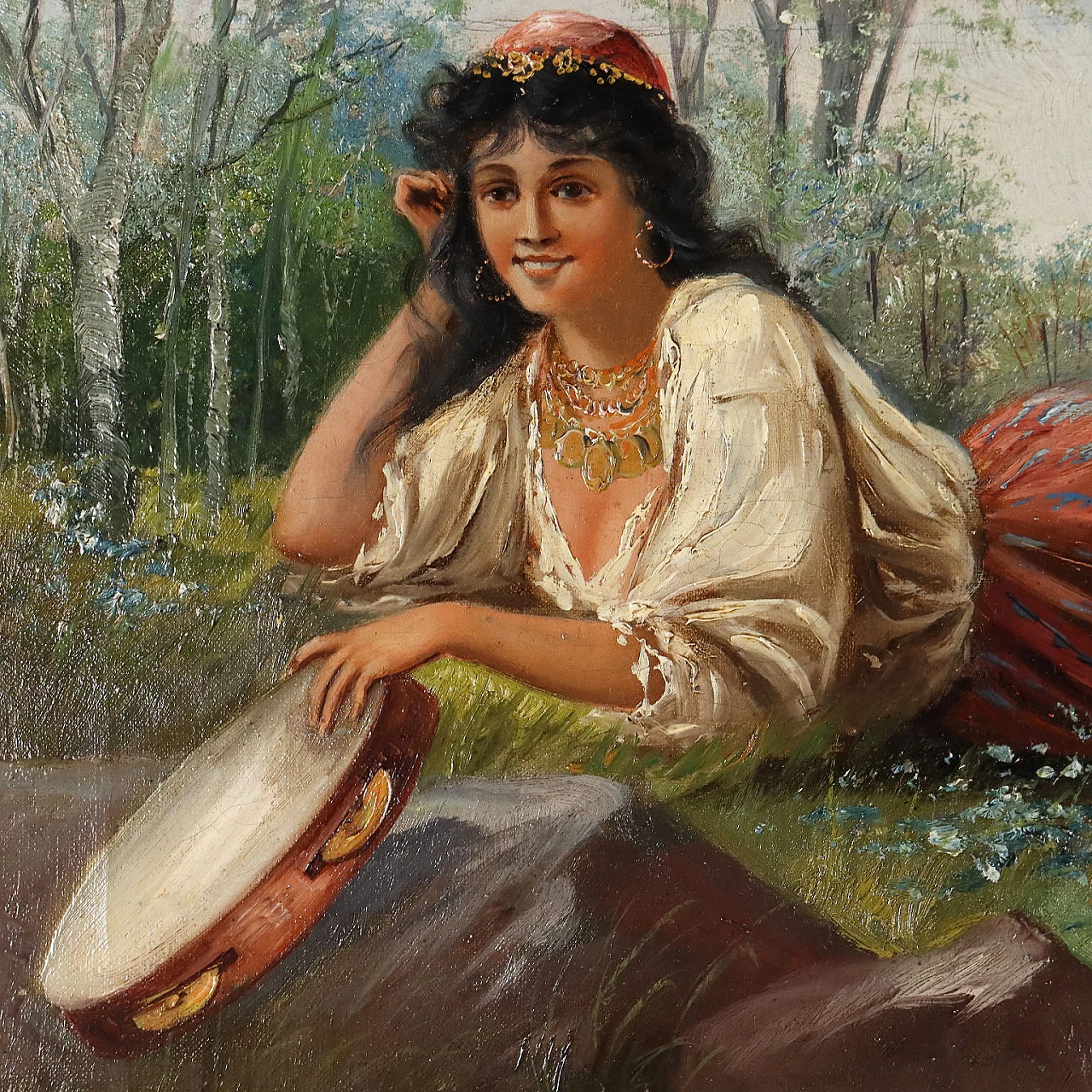 G. Szego, innamorati gitani, coppia di dipinti a olio su tela 3