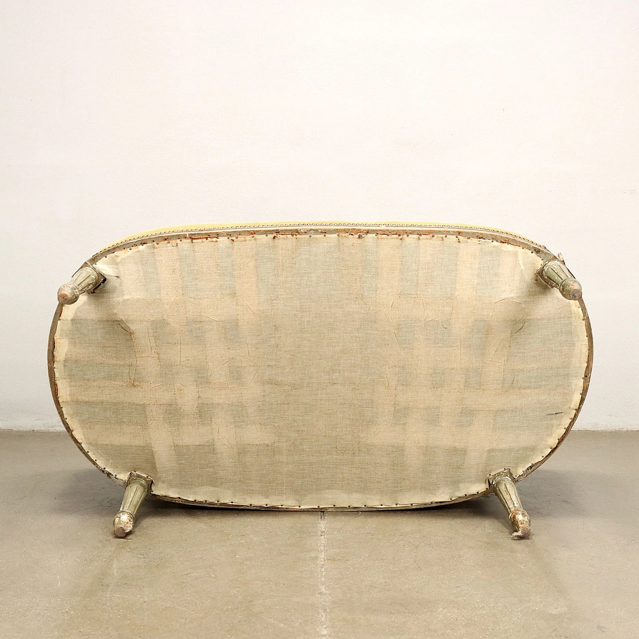 4 Neoclassical style lacquered and gilded wood armchairs and sofa, early 20th century 10