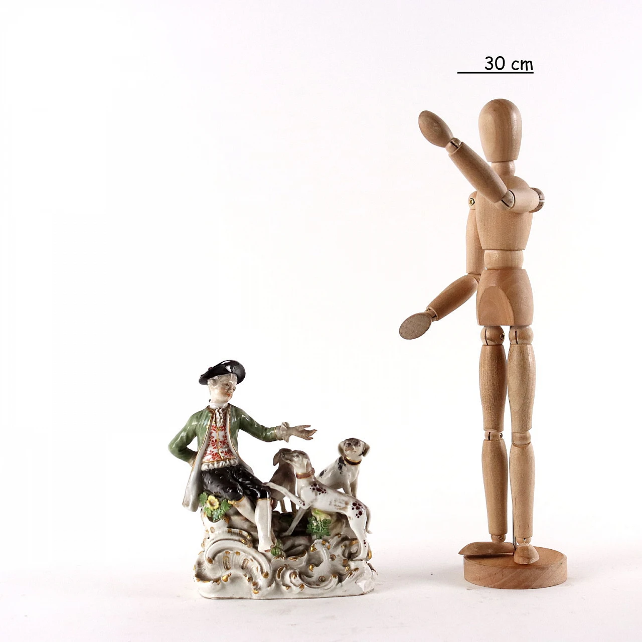Meissen porcelain sculpture of courtier with hunting dogs, mid-19th century 2