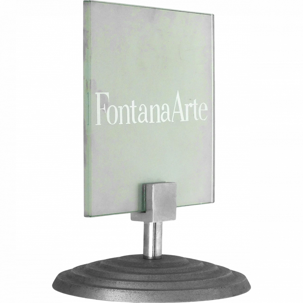 Insegna da tavolo in vetro acidato di Fontana Arte, anni '80 12