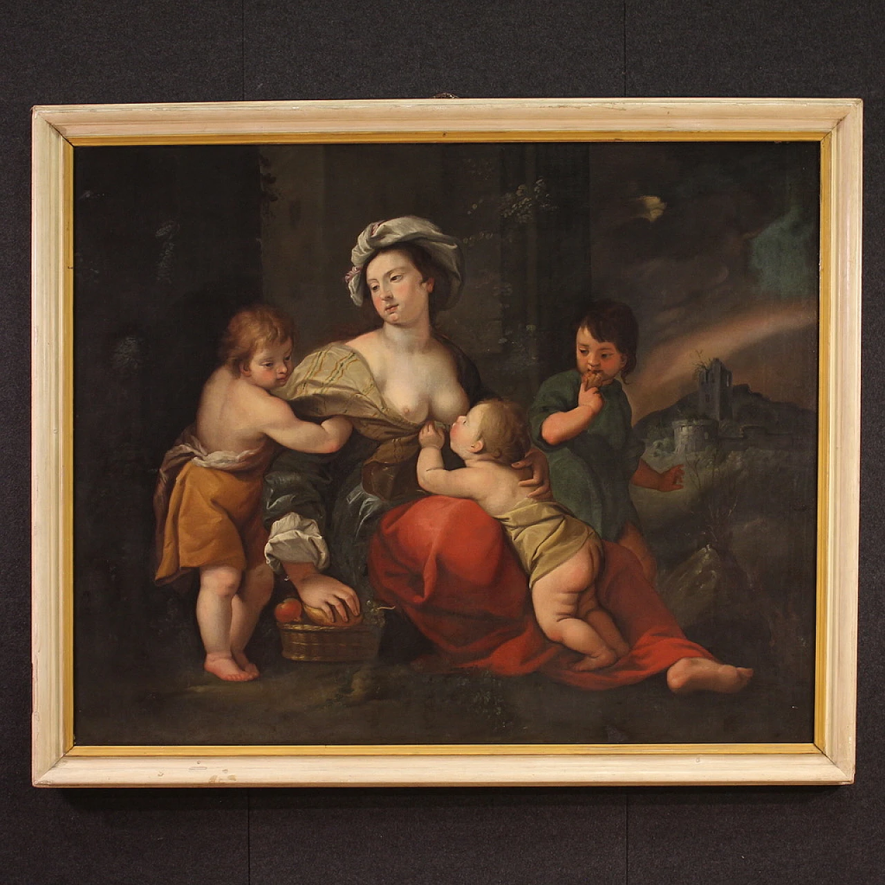 Italian painting, allegory of charity,  17th century 2