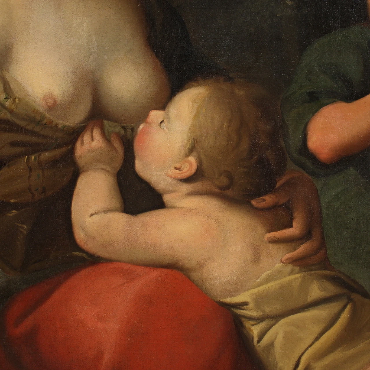 Italian painting, allegory of charity,  17th century 4