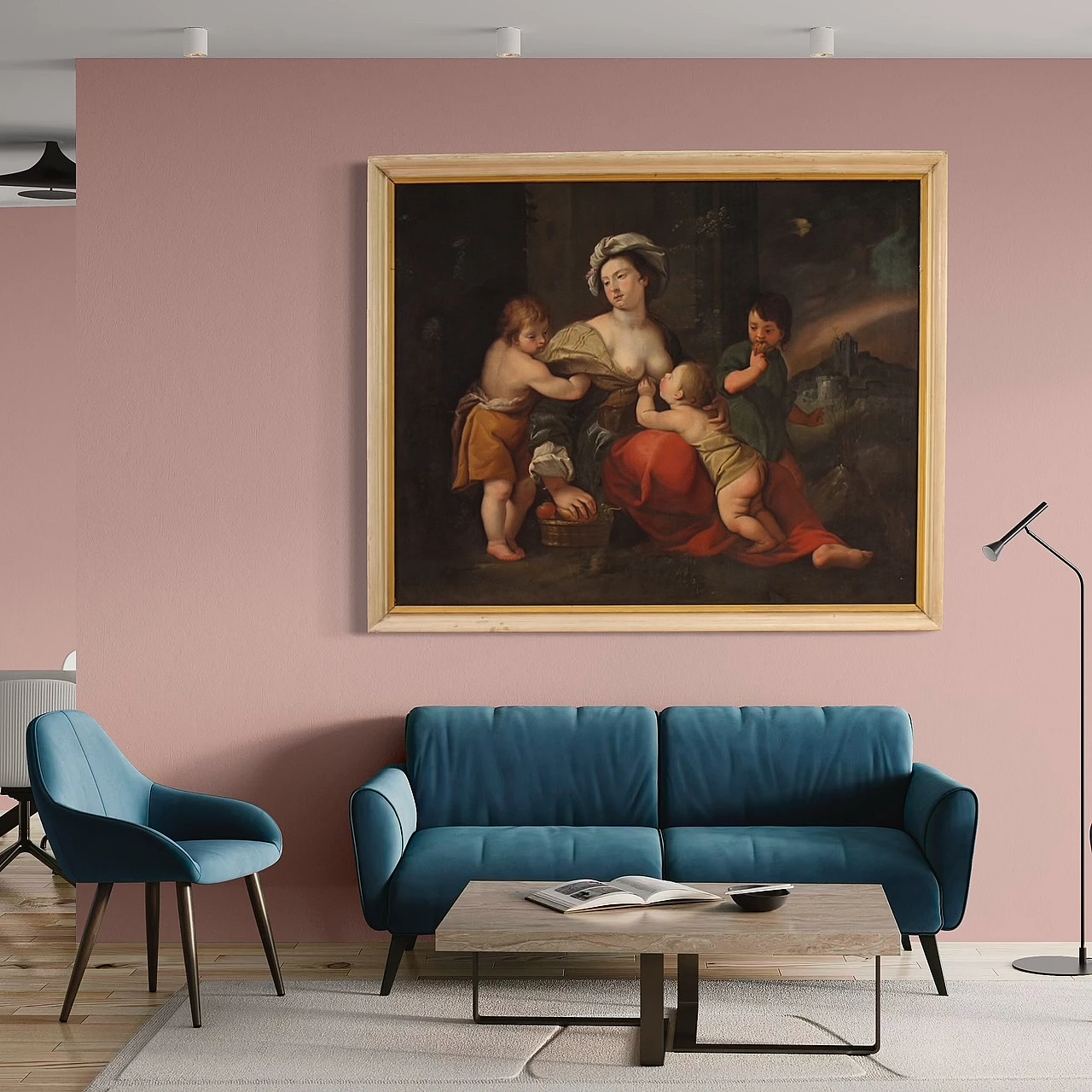 Italian painting, allegory of charity,  17th century 6