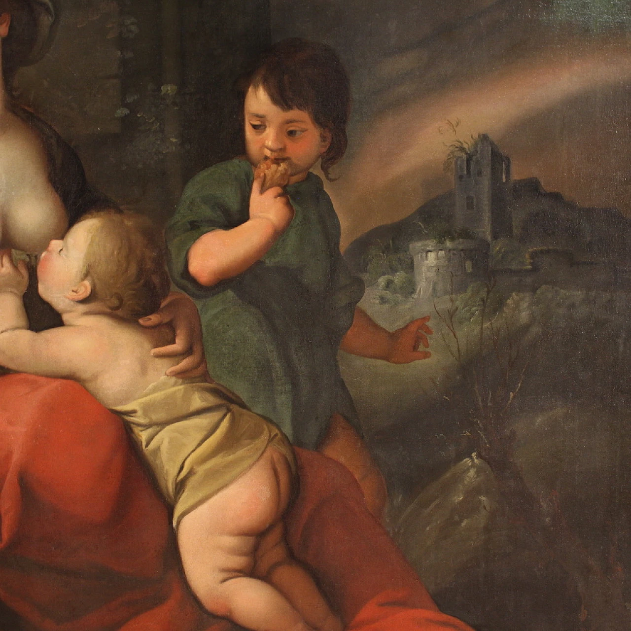 Italian painting, allegory of charity,  17th century 9