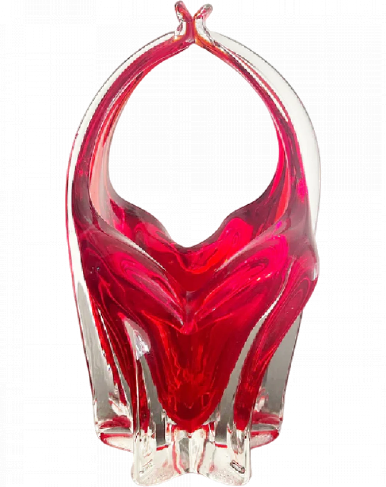 Red Murano glass basket, 1960s 5