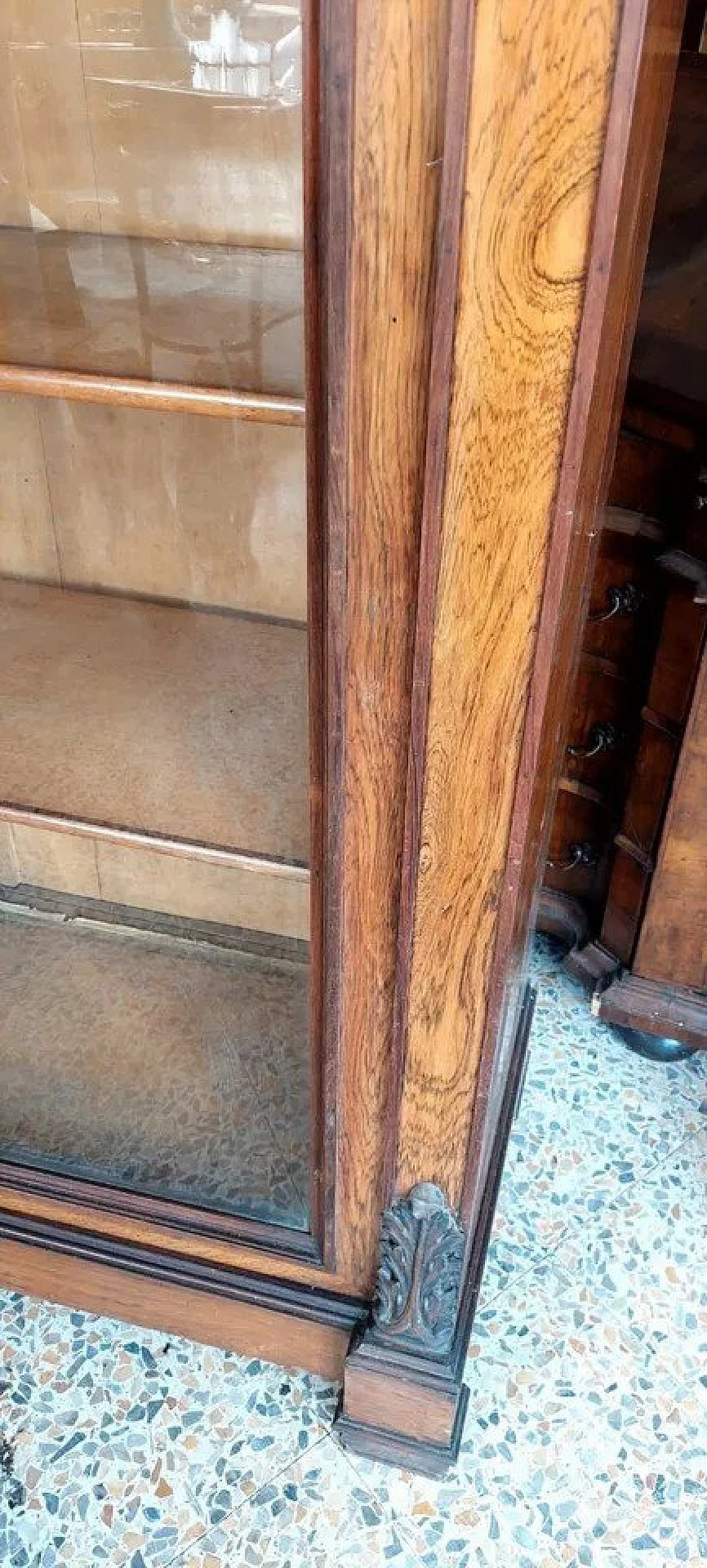 Bookcase or display case in wood and Carrara marble, 19th century 3