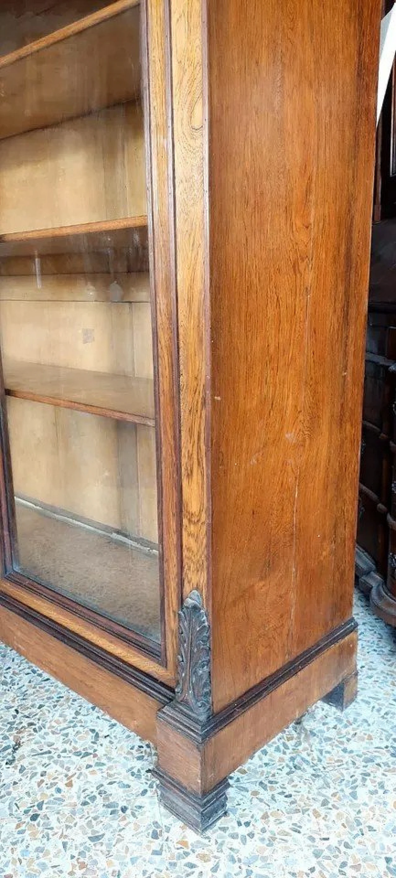 Bookcase or display case in wood and Carrara marble, 19th century 7