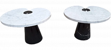 Tavolini Eros in marmo di Angelo Mangiarotti per Skipper, anni '80