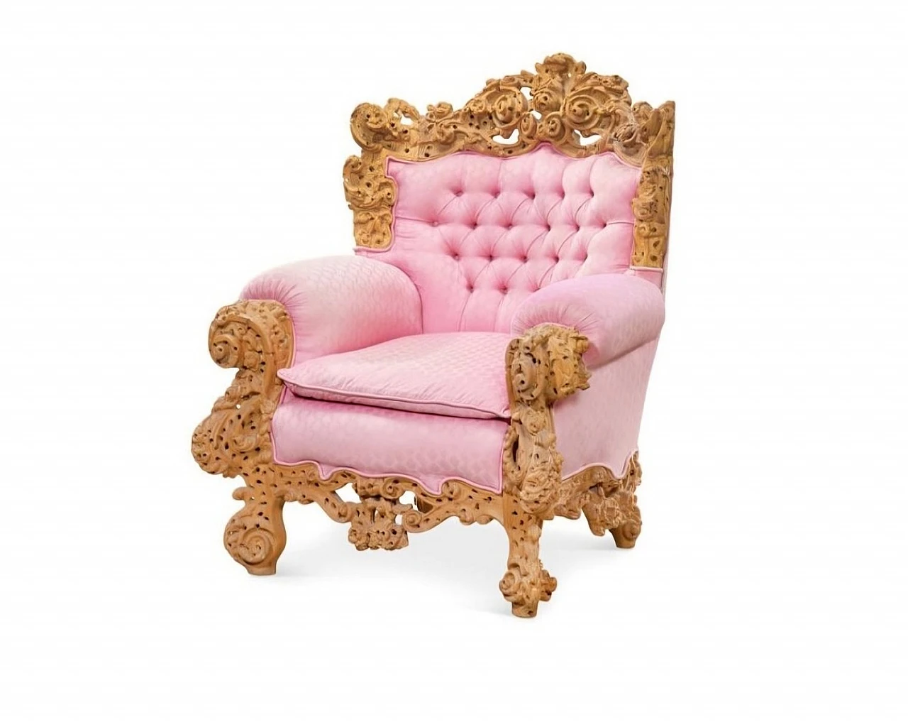Armchair by Urano Palma in pink fabric, 1980s 1
